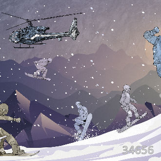 Сноубордисты в горах